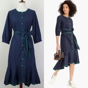 J. Crew Tipped Cotton Poplin Midi Dress